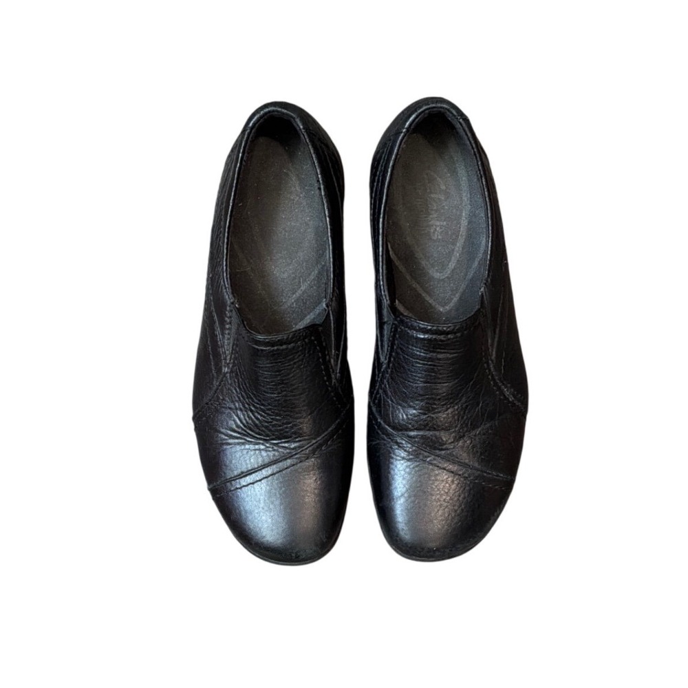 Clarks Bendables Black Leather Slip On Loafers Shoes Womens 8.5M 26067271